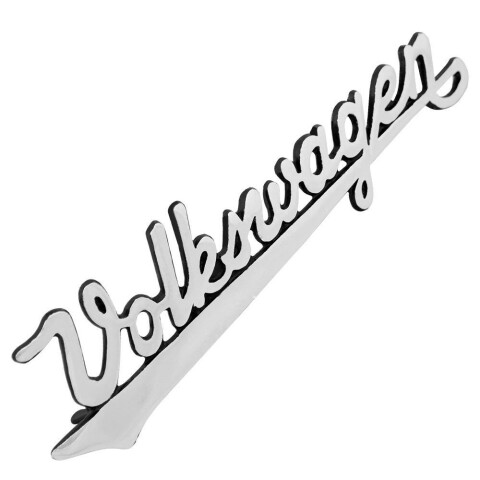EMBLEMA "VOLKSWAGEN" MANUSCRITO FUSCA (CROMADO) Emblema "volkswagen" Manuscrito Fusca (cromado)