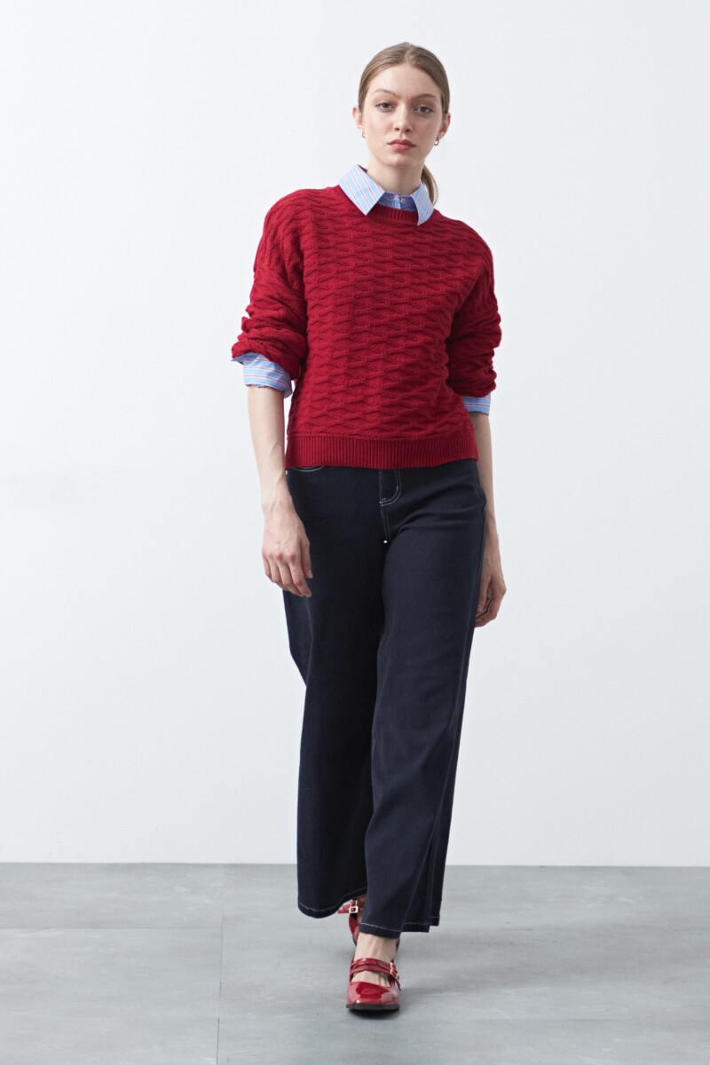 SWEATER DAMASO Rojo Oscuro