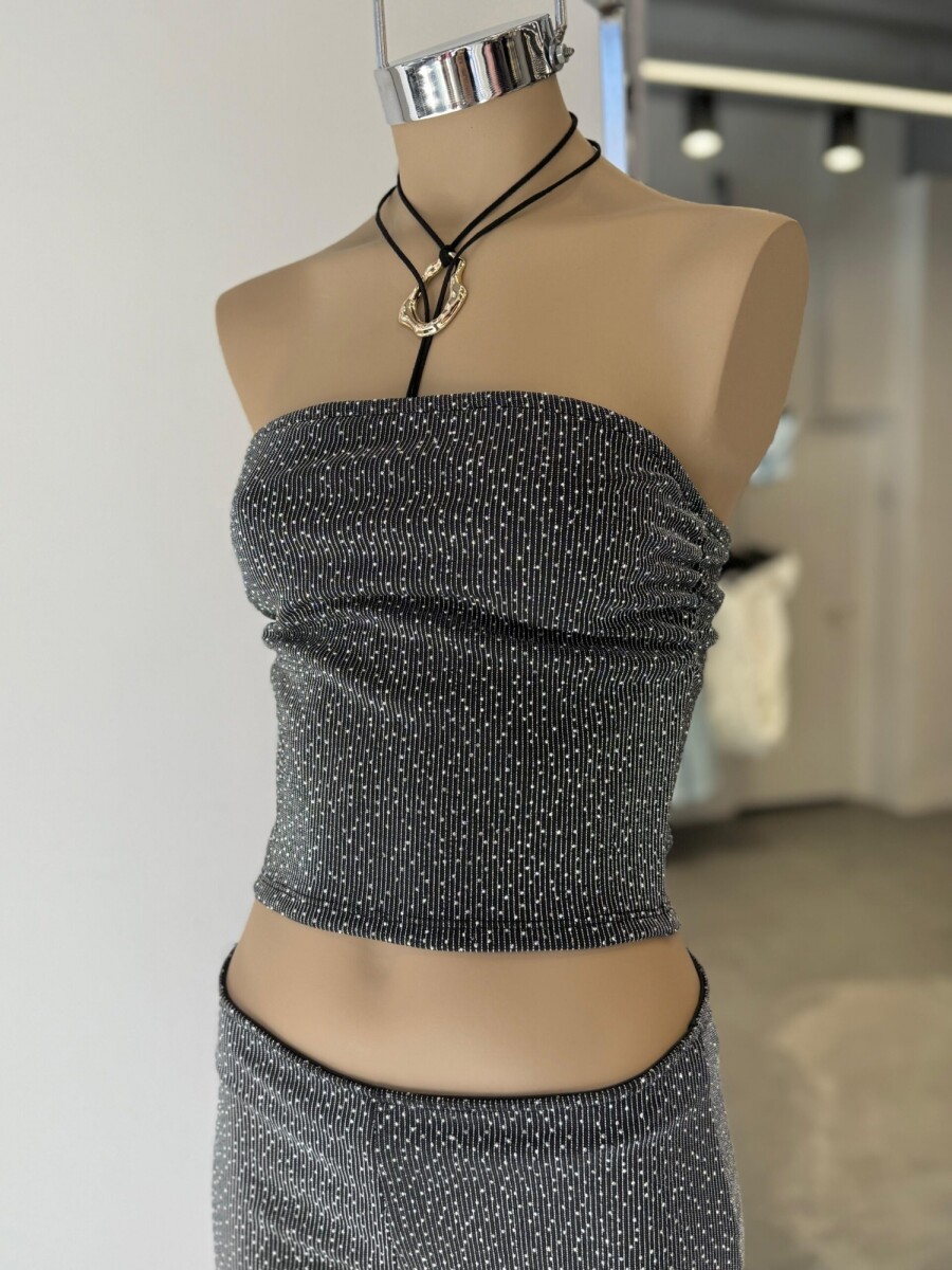 Strapless con brillos - Negro 