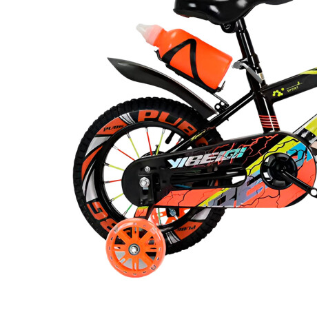 Bicicleta Montaña Rodado 16 Infantil Rueditas + Accesorios Naranja