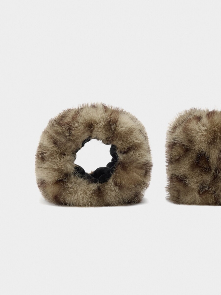 Puños Efecto Pelo Estampado De Leopardo multicolor
