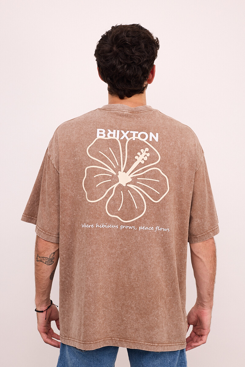 Camiseta Oversize Hibisco Brixton - Tostado 