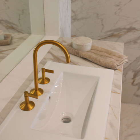 Lavatorio Bimando Oro Cepillado Mate Lignage Noken DORADO-BRUSHED GOLD