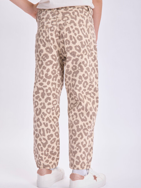 Pantalón jean slouchy Estampado Animal Taupe