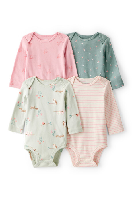 Pack cuatro bodies de algodón, diseño búhos Pack cuatro bodies de algodón, diseño búhos