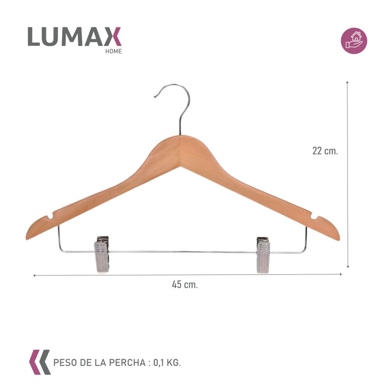 Percha de madera con pinzas x 20 resistente Percha de madera con pinzas x 20 resistente
