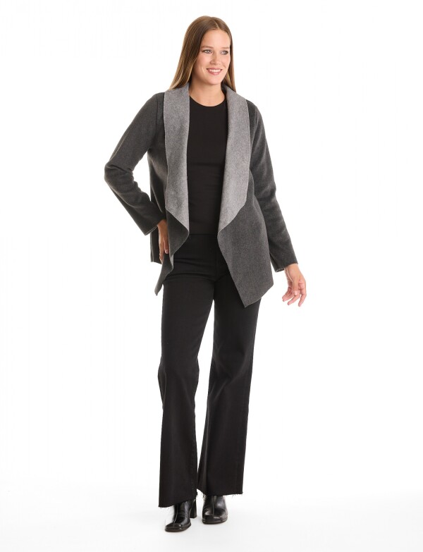 Cardigan Soft & Solapa Contraste GRIS OSCURO