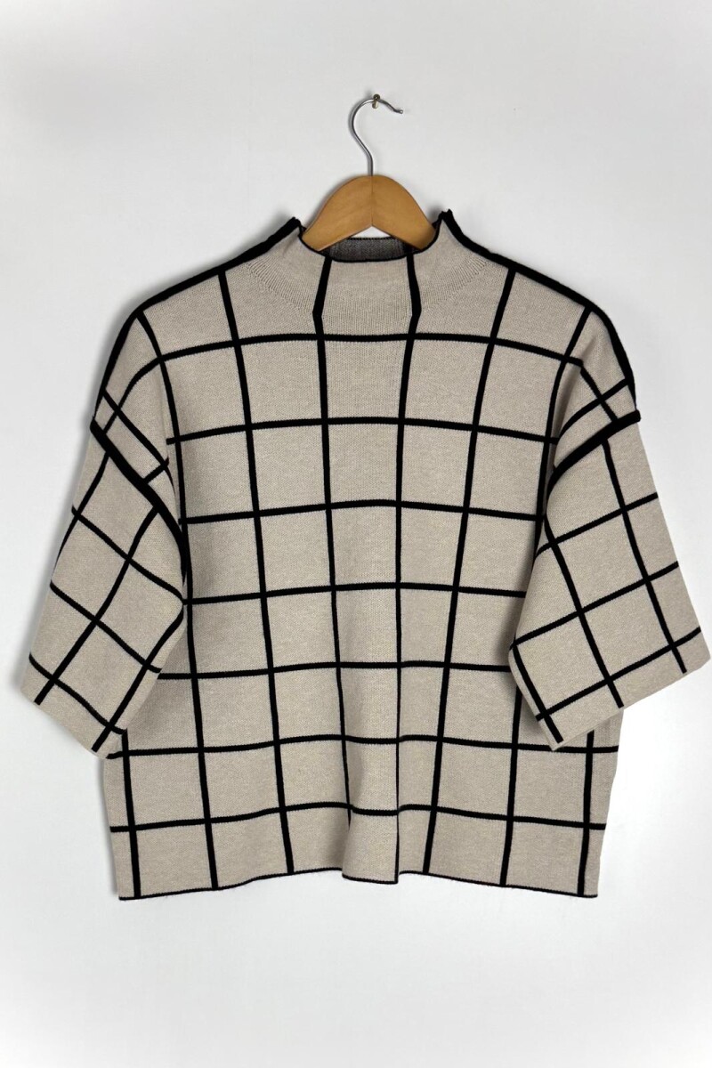 SWEARTER VISCOSA DUST - CRUDO/NEGRO 