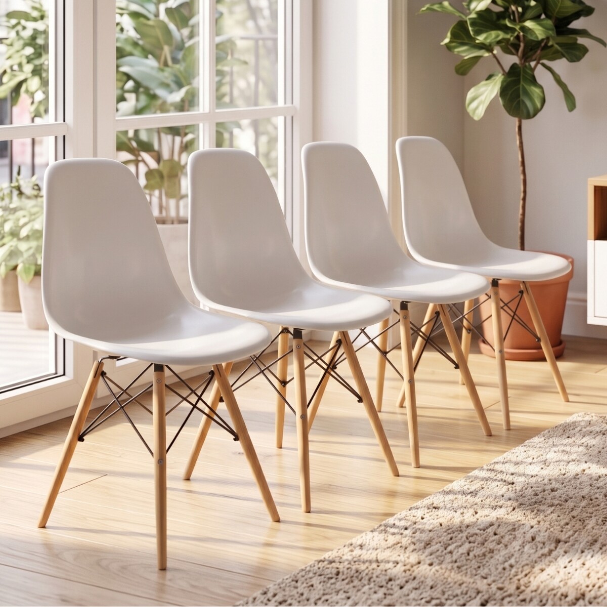 Silla Eames Pack 4 Unidades Calidad Premium - Blanco 