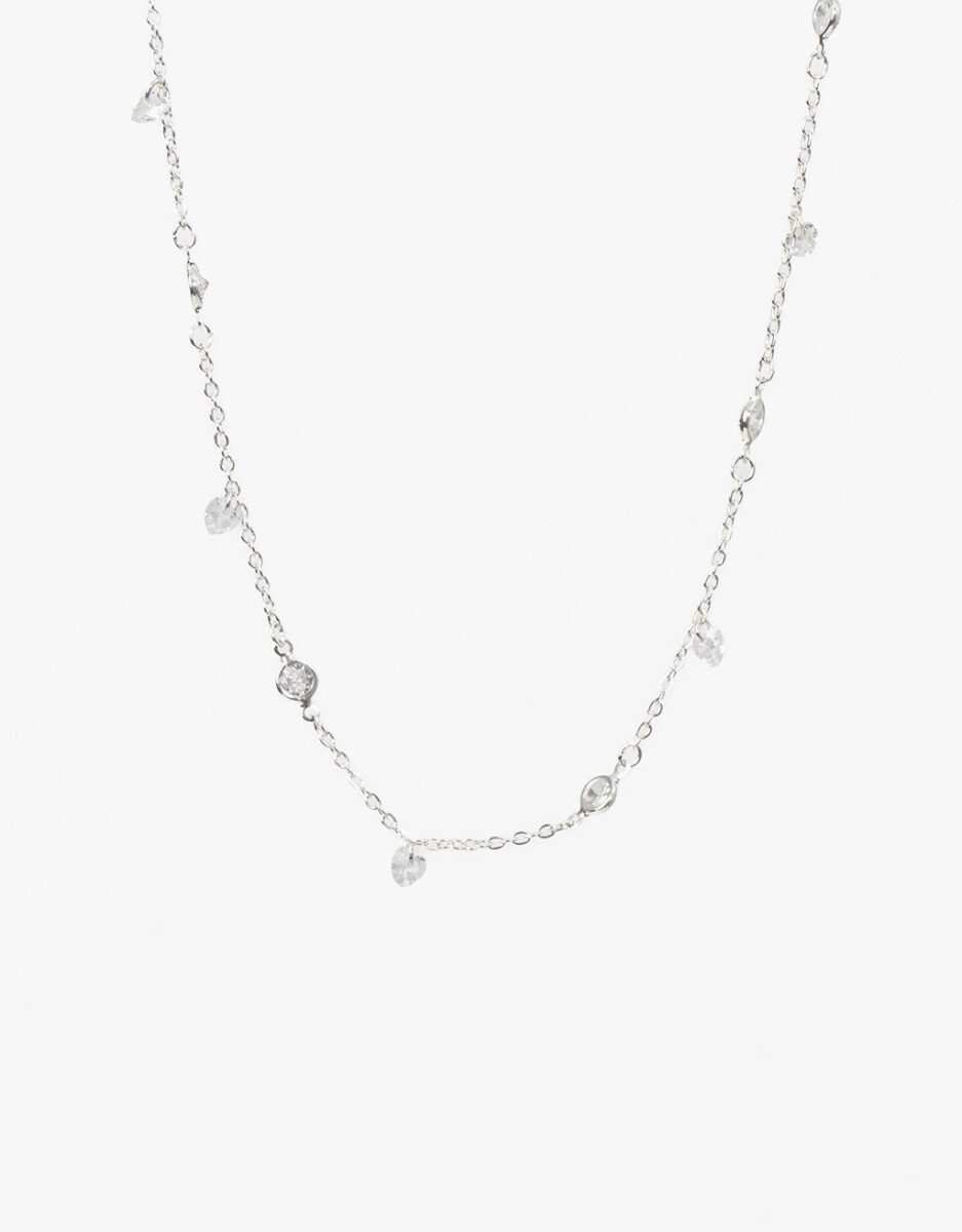 Collar Corto De Corazones Con Cubic Zirconia 