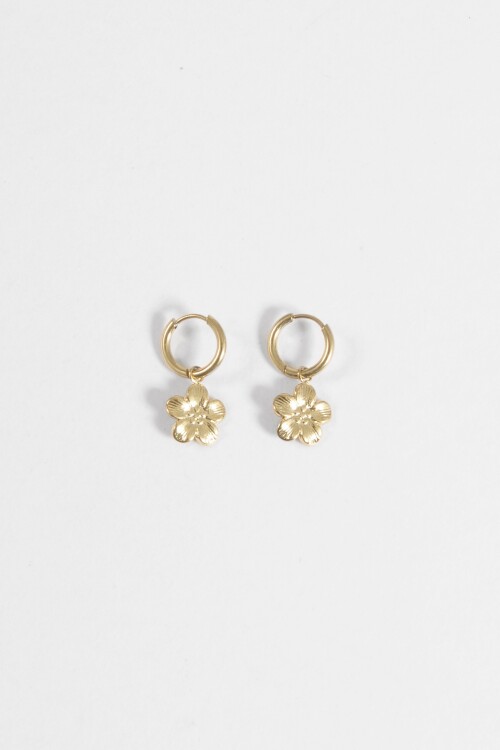 Aros acero flor dorado