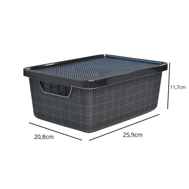 Set x10 Cajas organizadoras con tapa 6 lts NEGRO