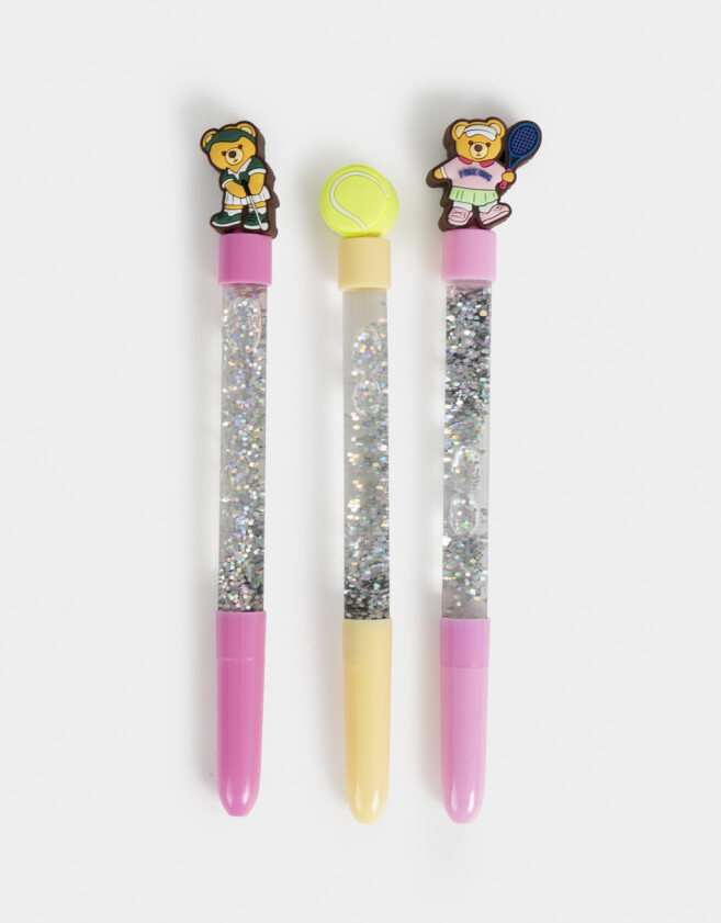 Lapices y Lapiceras Set De 3 Lapiceras Con Líquido En Estuche De Pvc Estampado - Combinacion Multicolor