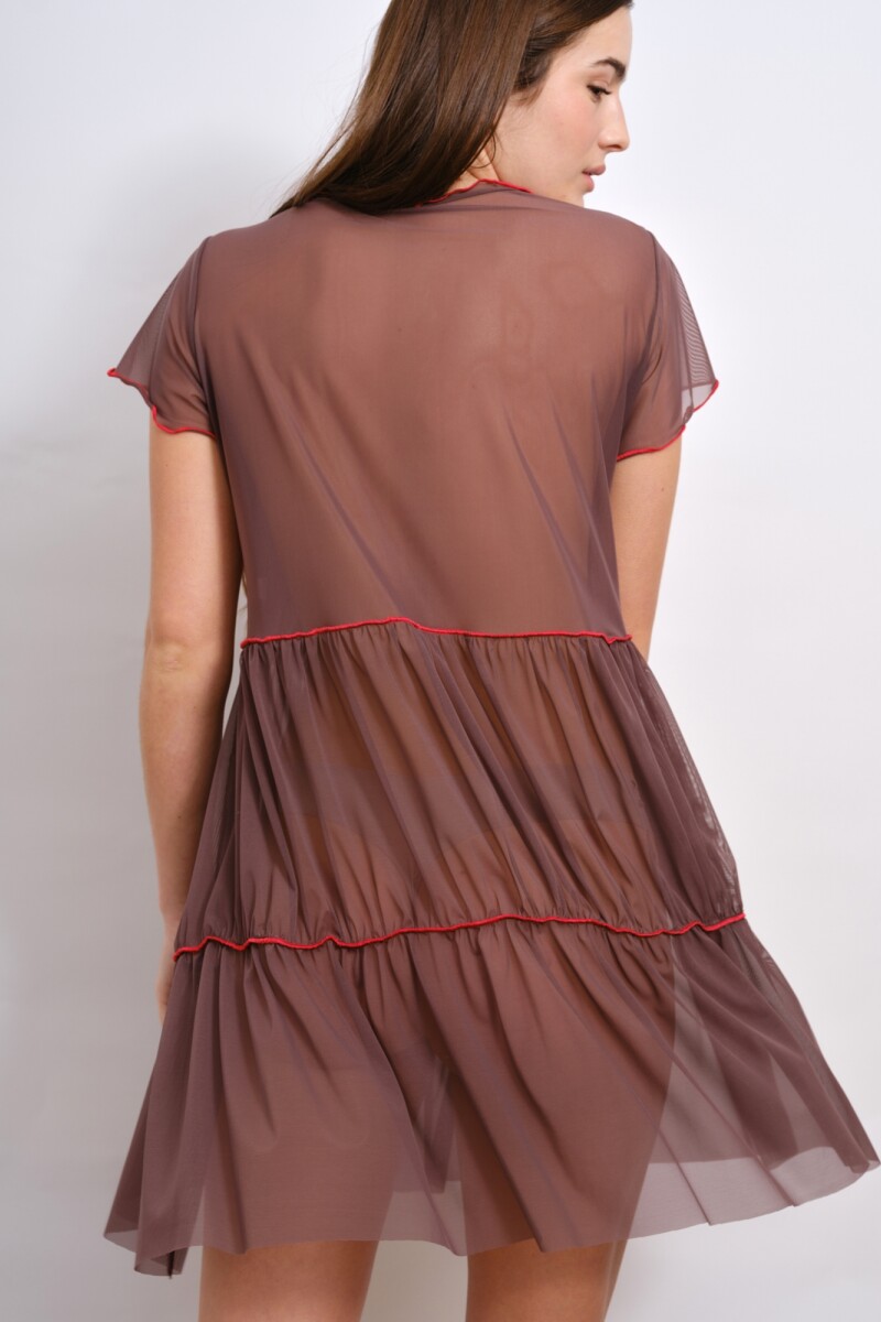 Vestido Feli Tul Marron