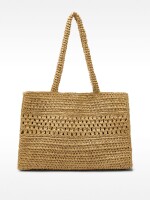 Bolso Shopper Efecto Rafia Con Detalle Trenzado natural