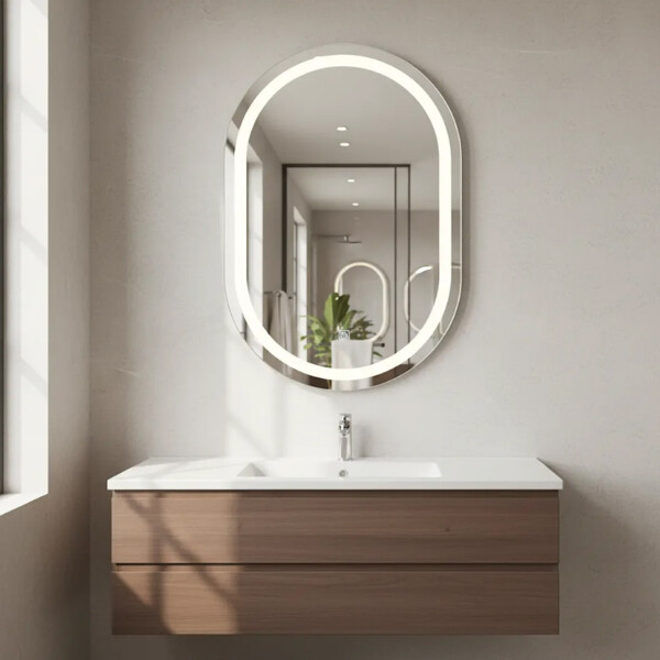 Espejo De Baño Con Luz Led 3 Tonos Ovalado Espejo De Baño Con Luz Led 3 Tonos Ovalado