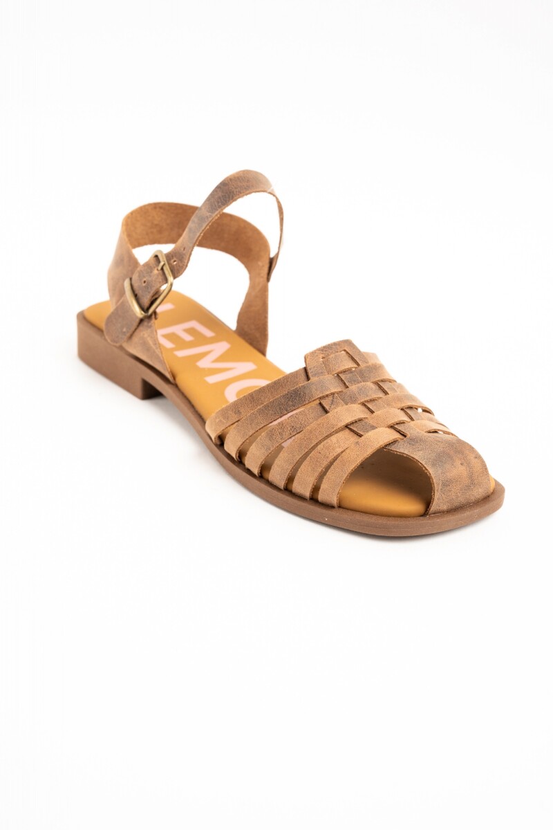 Sandalia Cangrejera Con Tobillera Chocolate