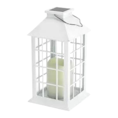 Fanal Solar con Vela LED Blanco