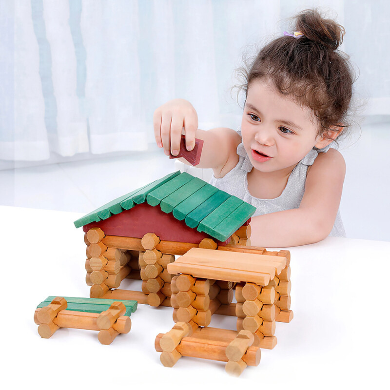 Juego de bloques de madera para granja y tienda, casas prefabricadas de madera Juego de bloques de madera para granja y tienda, casas prefabricadas de madera
