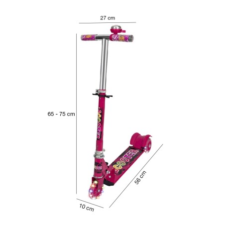 Monopatín Infantil Plegable Tripatín 3 Ruedas c/Luces Timbre Rosa