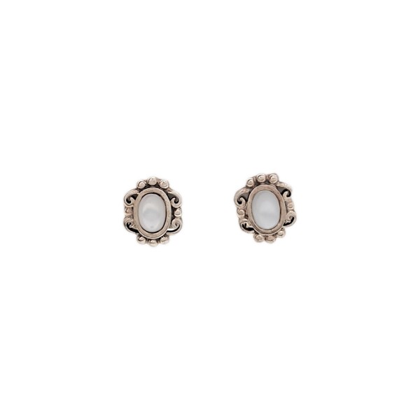 Caravanas Oval-Plata 925-Piedra Nacar-CA3356 conpiedra