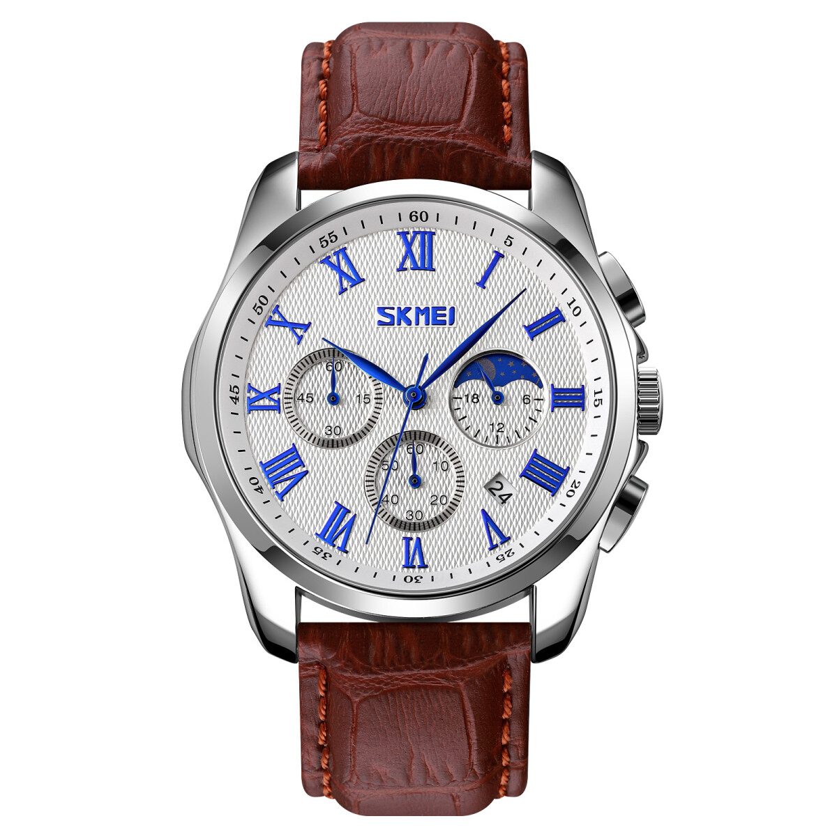 Reloj Skmei 9260BNSI para hombre con correa de cuero - Plateado 