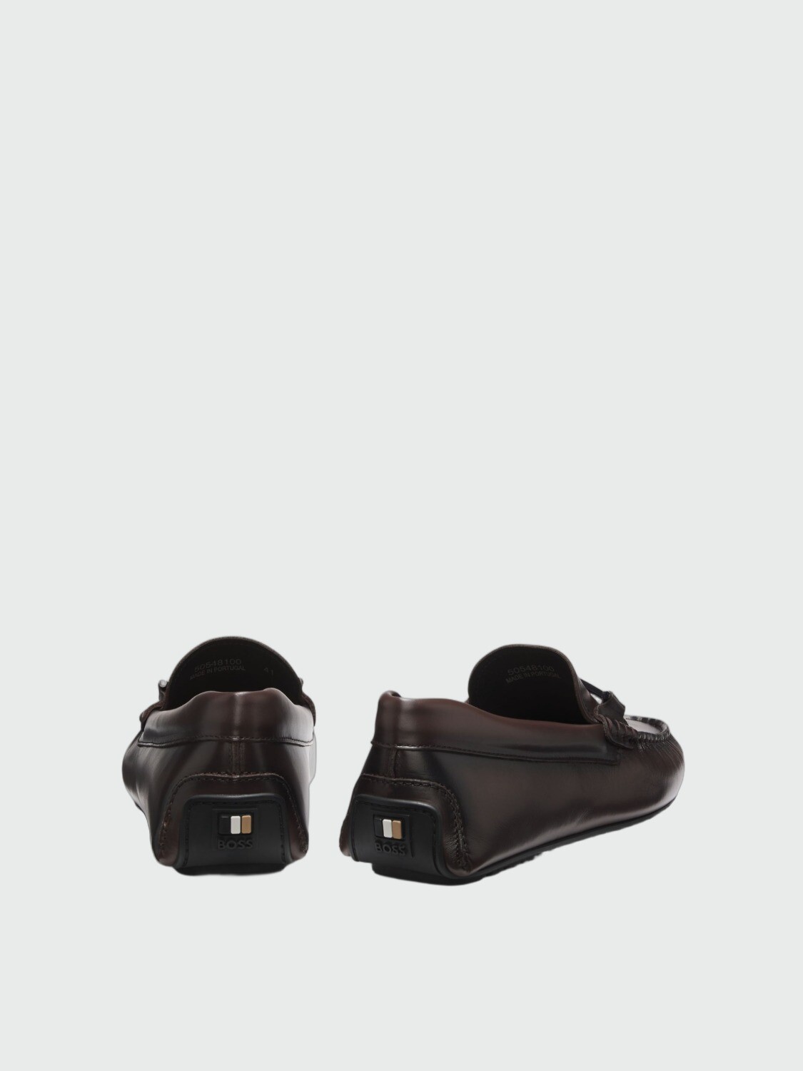 BOSS - Mocasines de cuero napa con herraje con logo Beige