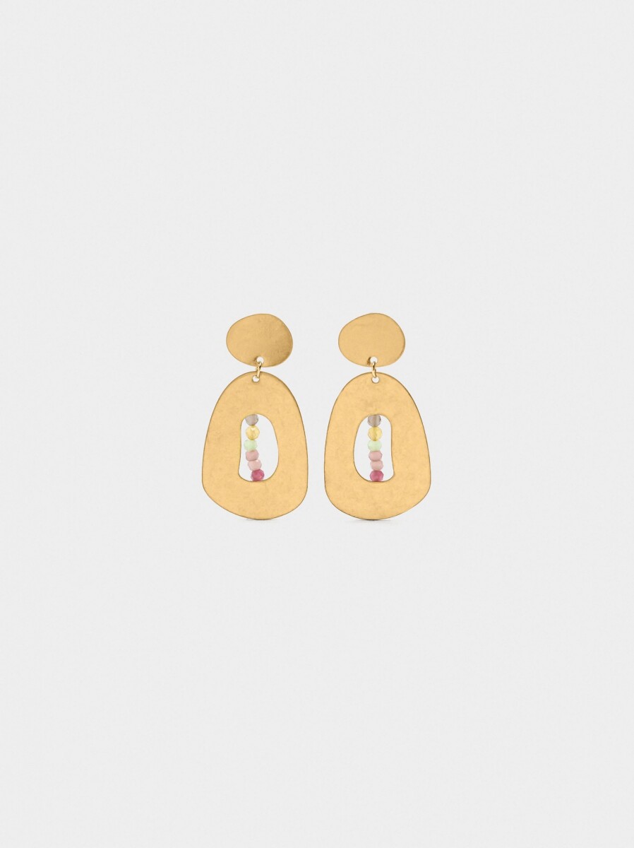 Pendientes Ovalados Con Piedras - multicolor 