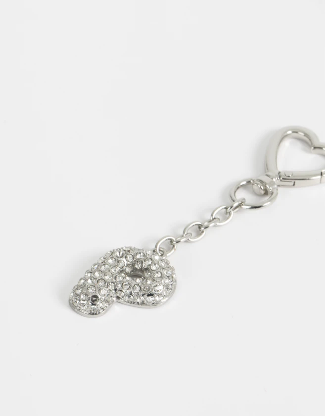 Llavero Glitter Llavero Y Charm Dije Letra "p" Strass - Plateado