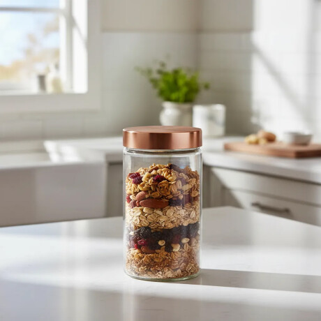 Recipiente Frasco de Vidrio Cilíndrico Tapa Rosca Cobre 1.8L Cobre