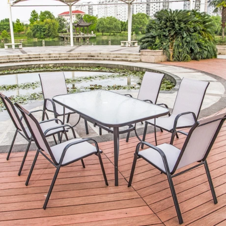 Juego de Jardín Mesa con 6 Sillas Balcón Patio Piscina 001