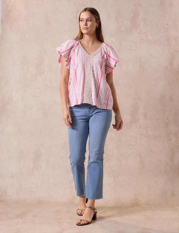 Blusa Lino Crochet MULTI/ROSA