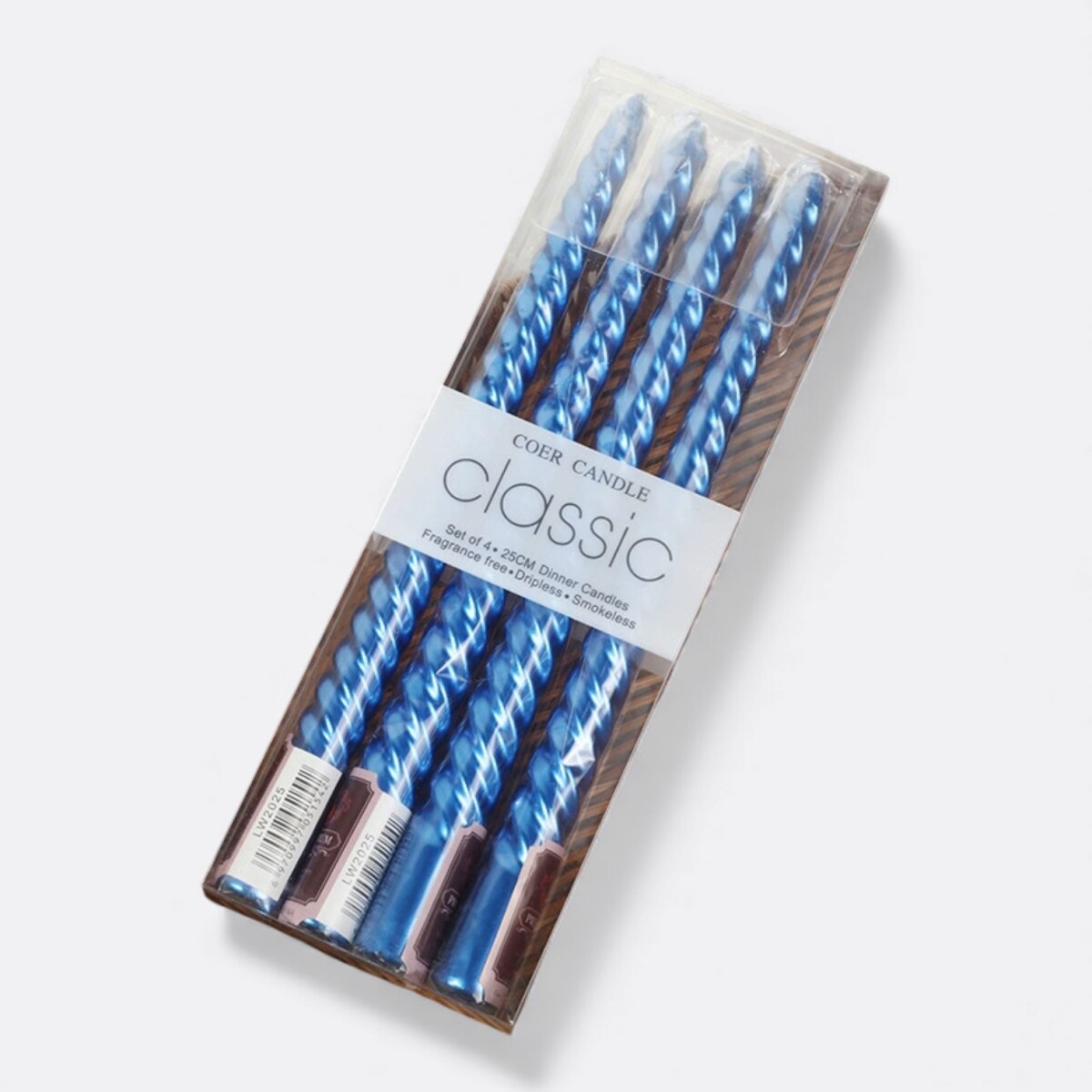 Pack de velas metalizadas torneadas x4 unidades - Azul 