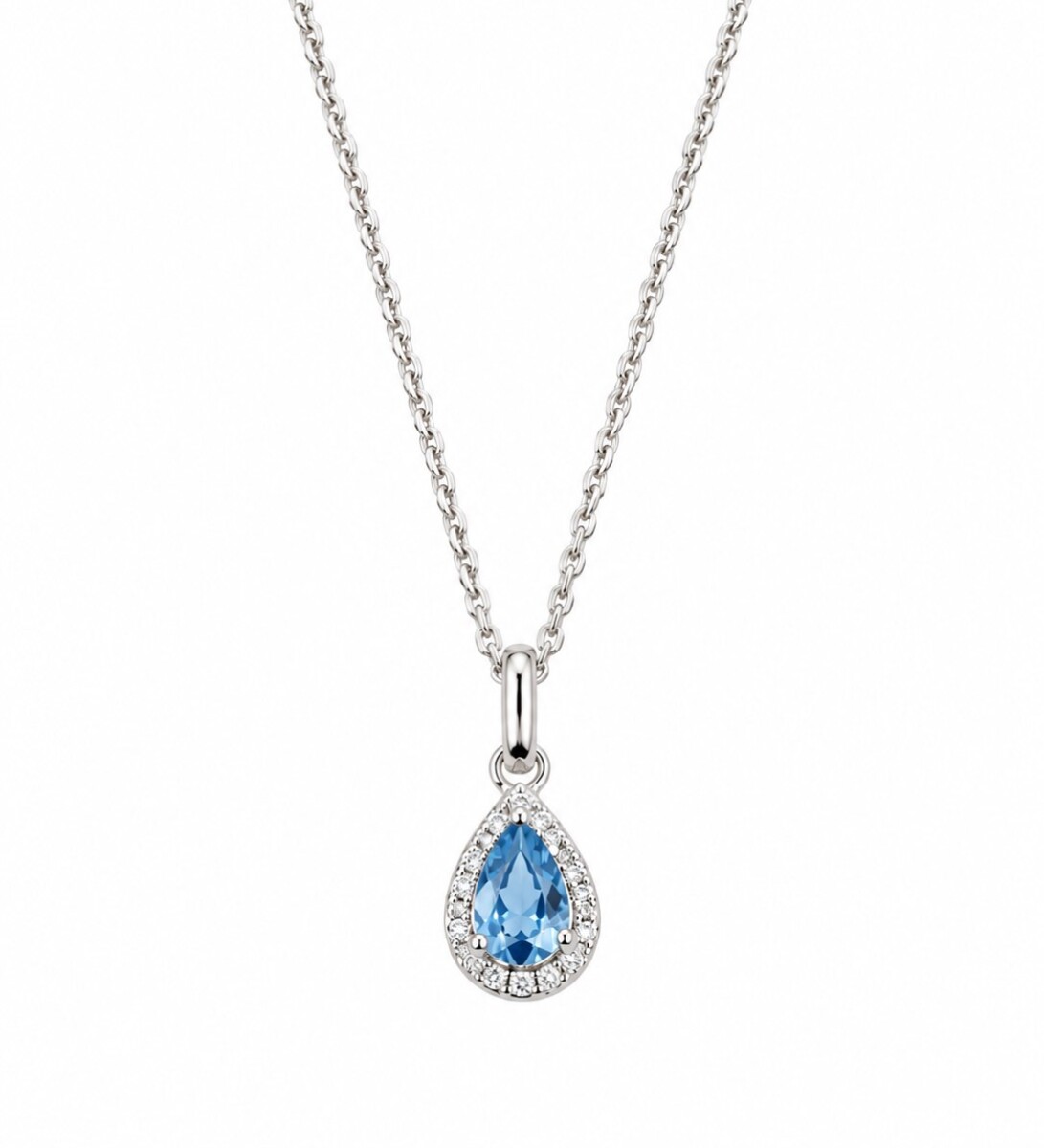 Cadena con colgante gota con Zirconia azul 