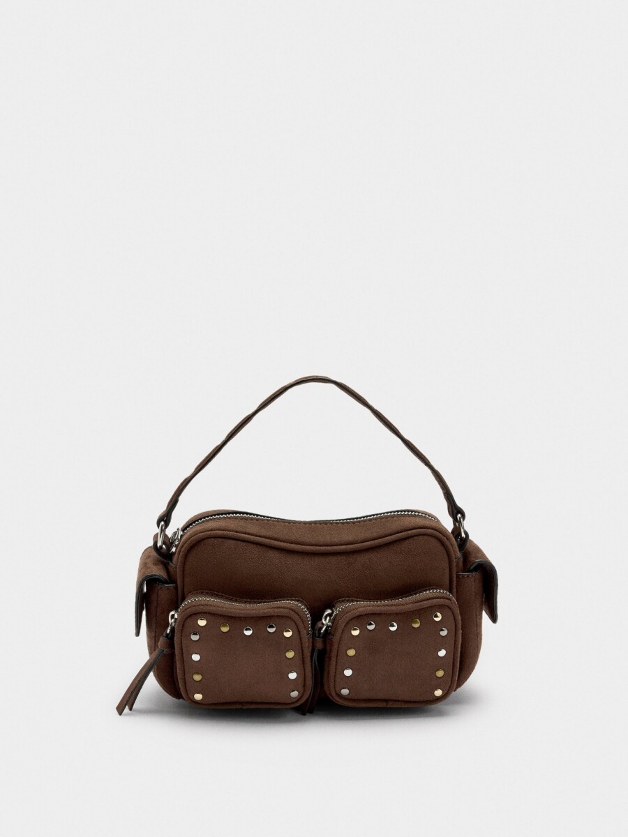 Bolso De Mano De Efecto Piel Con Tachuelas marron