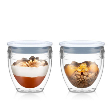 Set X2 Vaso Doble Pared 250Ml C/Tapa Colores Pavina
