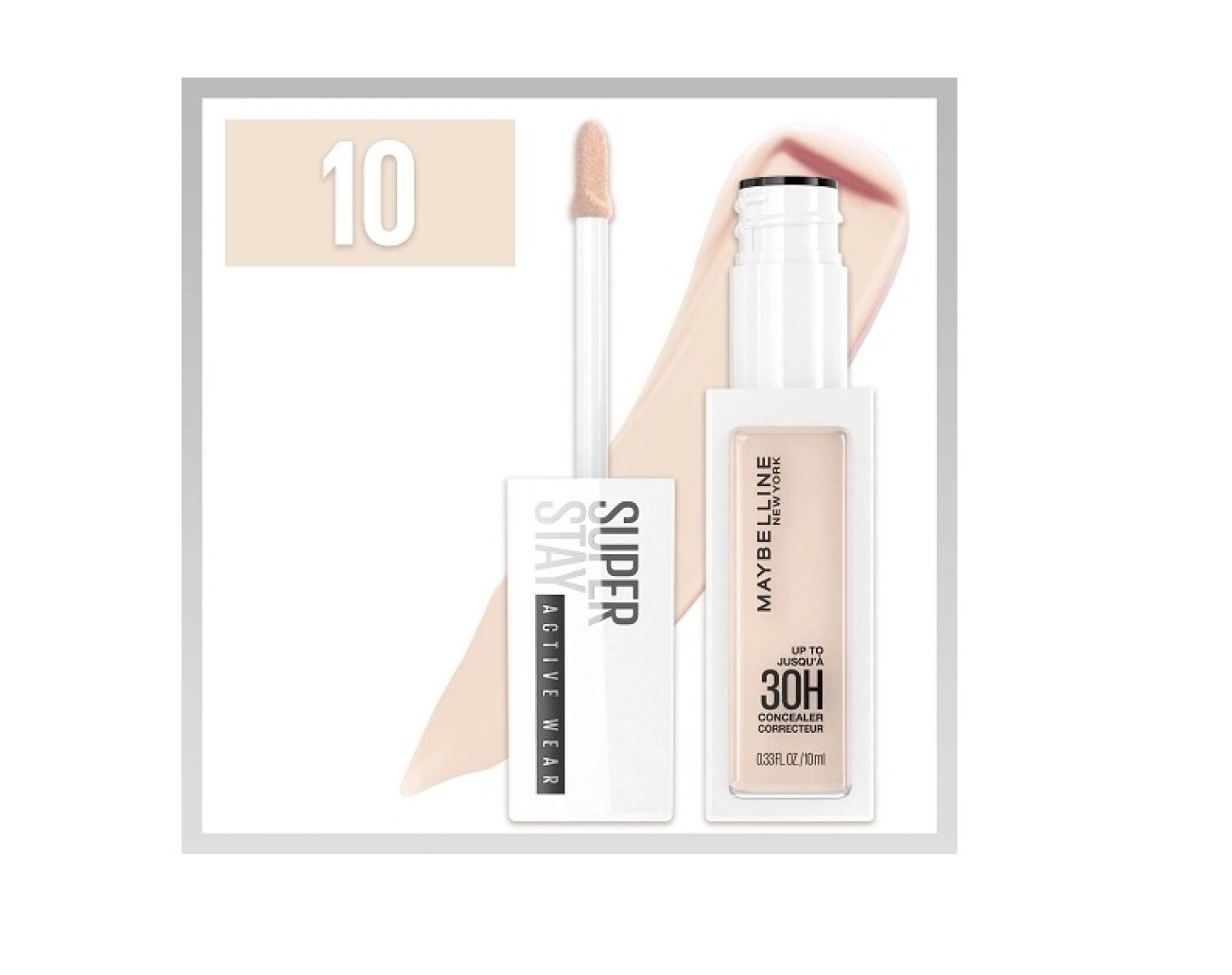 Maybelline Super Stay Corrector Líquido Active Wear Nº10 30H 10 ml | Fórmula Ligera con Efecto Natural 