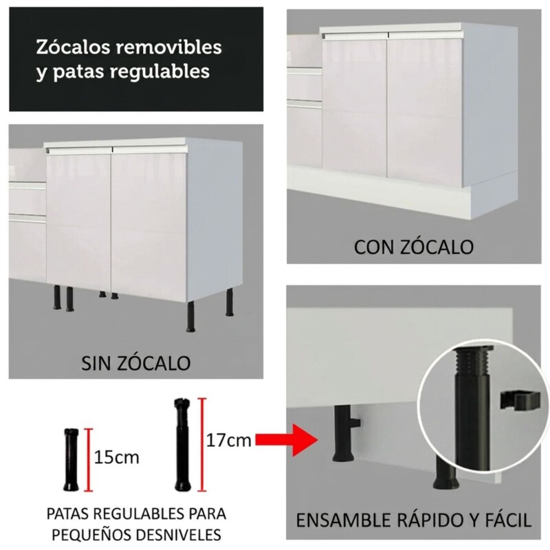 Mueble de cocina y encimera compacta Lumax MDF 120cm blanco Mueble de cocina y encimera compacta Lumax MDF 120cm blanco