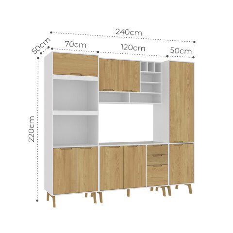 Kit de Cocina 4 Muebles, Alacena Multiusos, Bajo Mesada Aéreo con vinera y Multiusos Línea Melilla - MDP - MADERA - Blanco Kit de Cocina 4 Muebles, Alacena Multiusos, Bajo Mesada Aéreo con vinera y Multiusos Línea Melilla - MDP - MADERA - Blanco