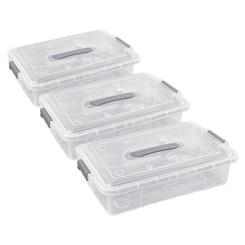 Set x3 caja organizadora 8,40lt con trabas TRANSPARENTE