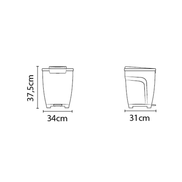 Basurero "T-FORCE" 15 Lt. en polipropileno blanco -TRAMONTINA TD0405