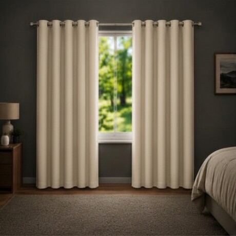 Cortina 100% Blackout set 2 paños 135 x 220 BEIGE