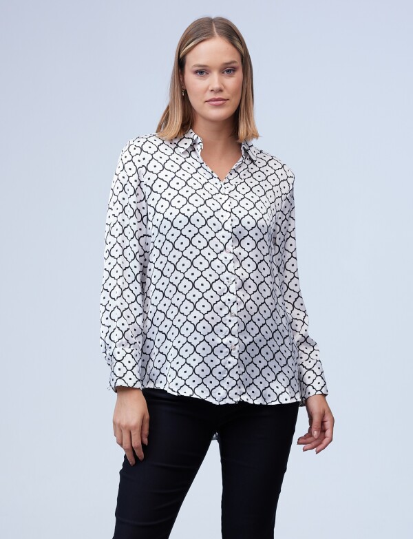 Camisa Satén Print BLANCO/NEGRO