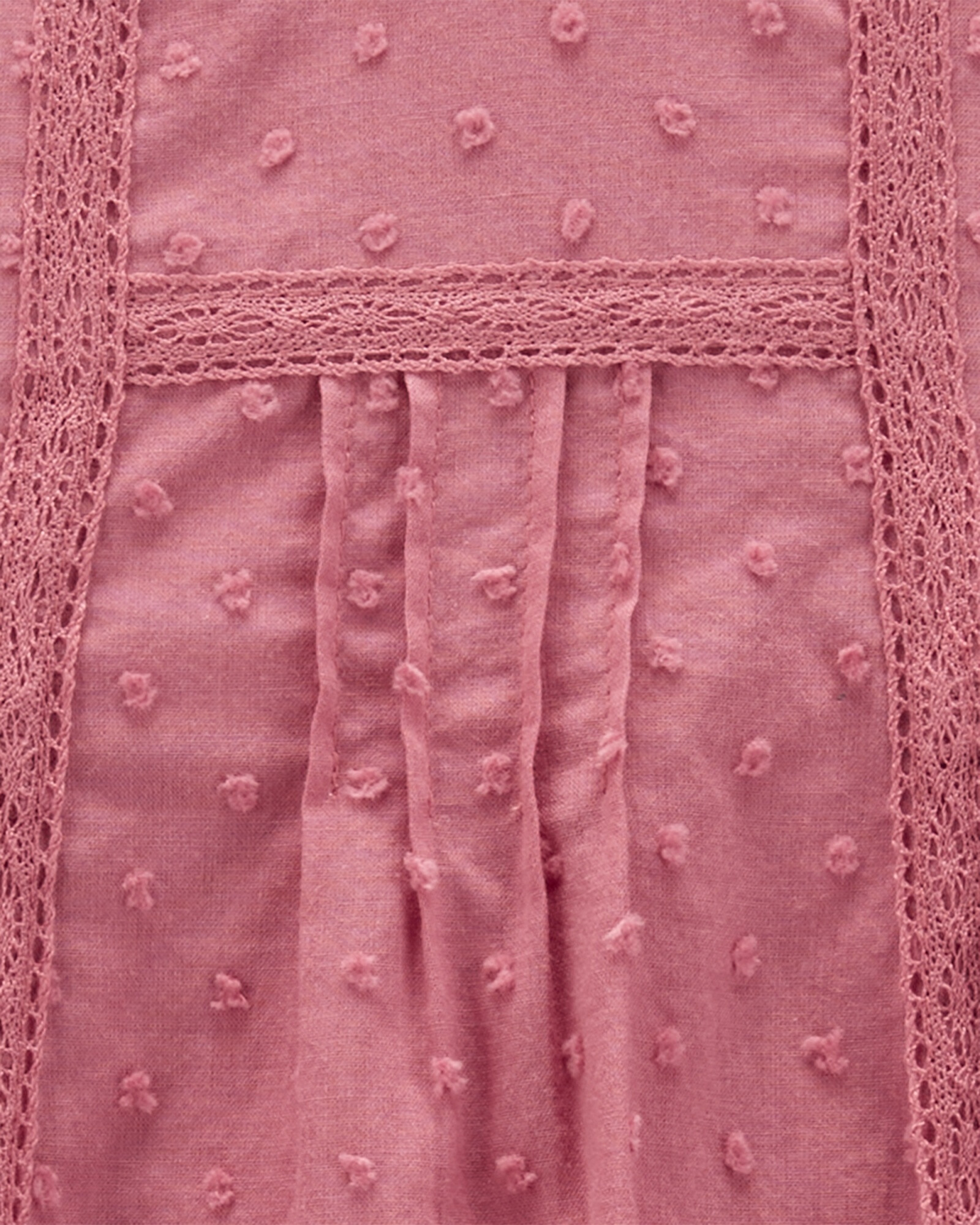 Vestido de algodón, con crochet y puntitos Vestido de algodón, con crochet y puntitos