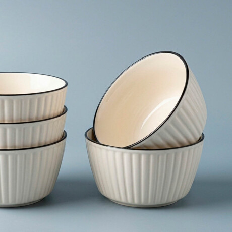 Set X6 Bowls Cerámica Cocina Calidad El Chingón Blanco