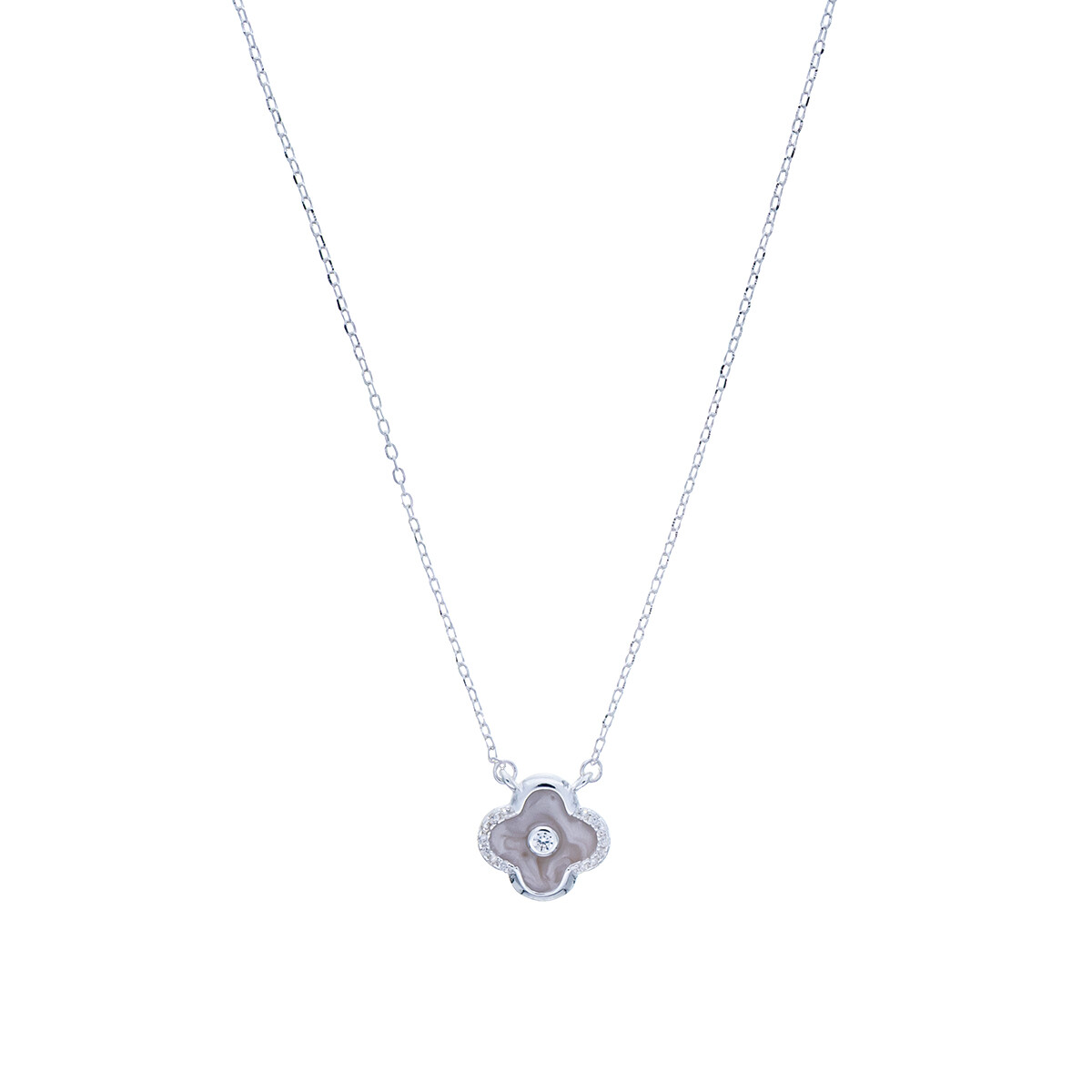Conjunto de cadena y dije de plata 925 con resina y circonias. 