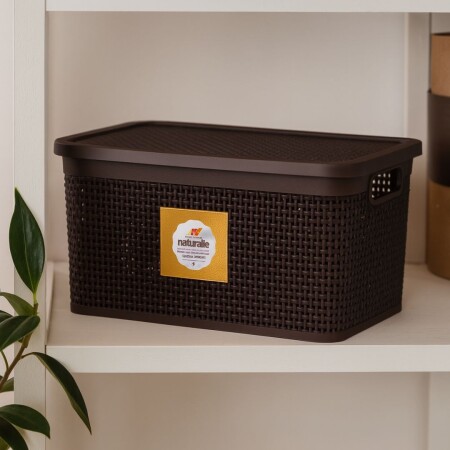 CAJA ORGANIZADORA SIMIL RATTAN 4LTS MARRON CAJA ORGANIZADORA SIMIL RATTAN 4LTS MARRON