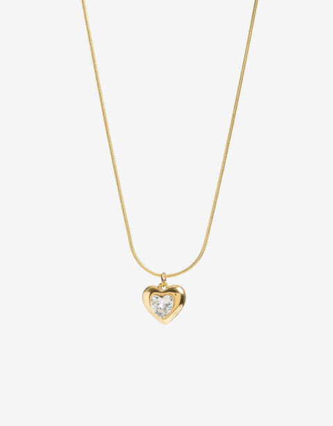 Cadena Corta con Dije Strass Collar De Acero Con Cubic - Dorado