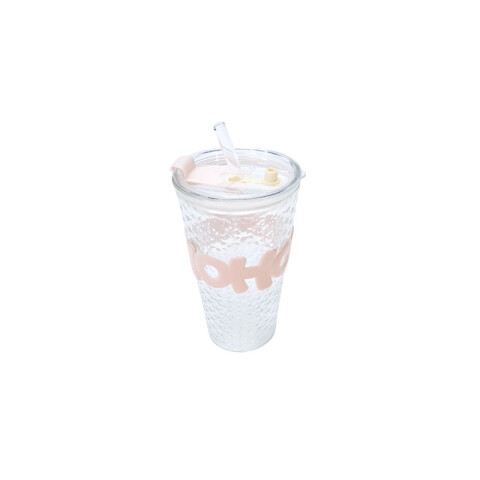 Vaso de vidrio HOHO c/sorbito 480ml Vaso De Vidrio Hoho C/sorbito 480ml