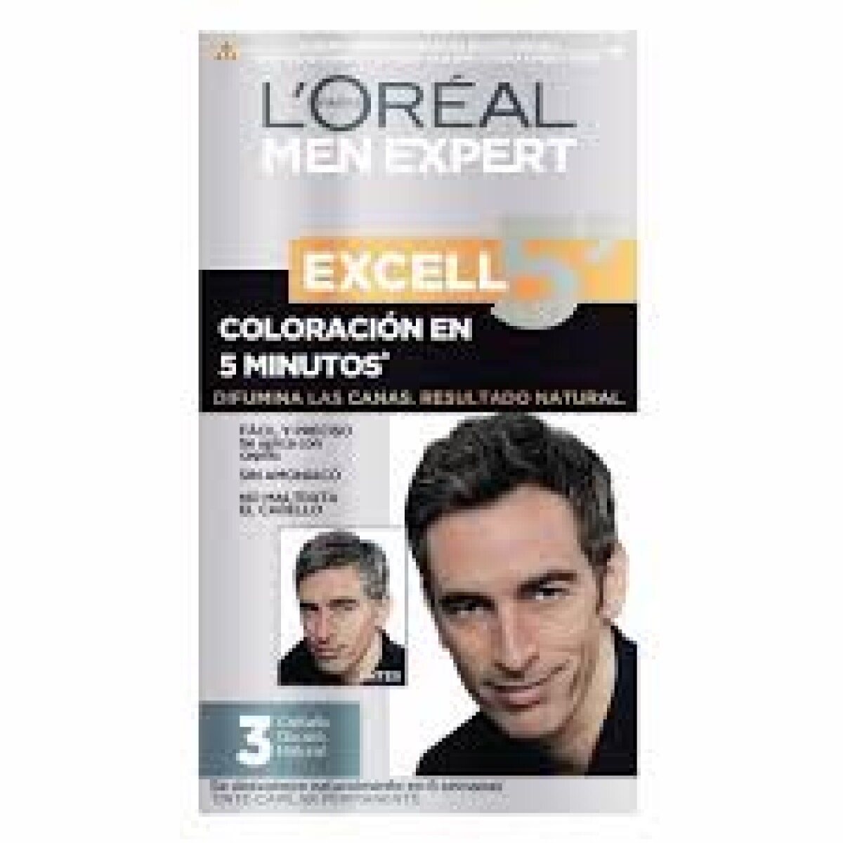 Tinta L’Oréal Excell 5’ Nº3 Castaño Oscuro Natural | Coloración Rápida y Duradera
